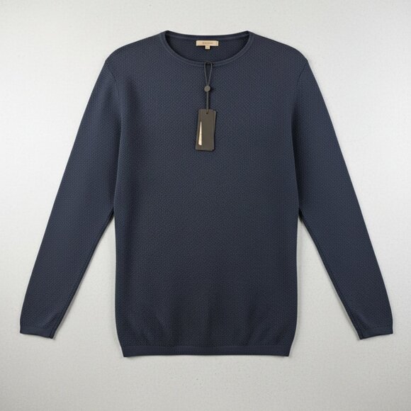Rag & Bone Navy Bennet Crew Sweater, Size S, NWT Waffle Pointelle Wool/Cotton - Picture 3 of 10